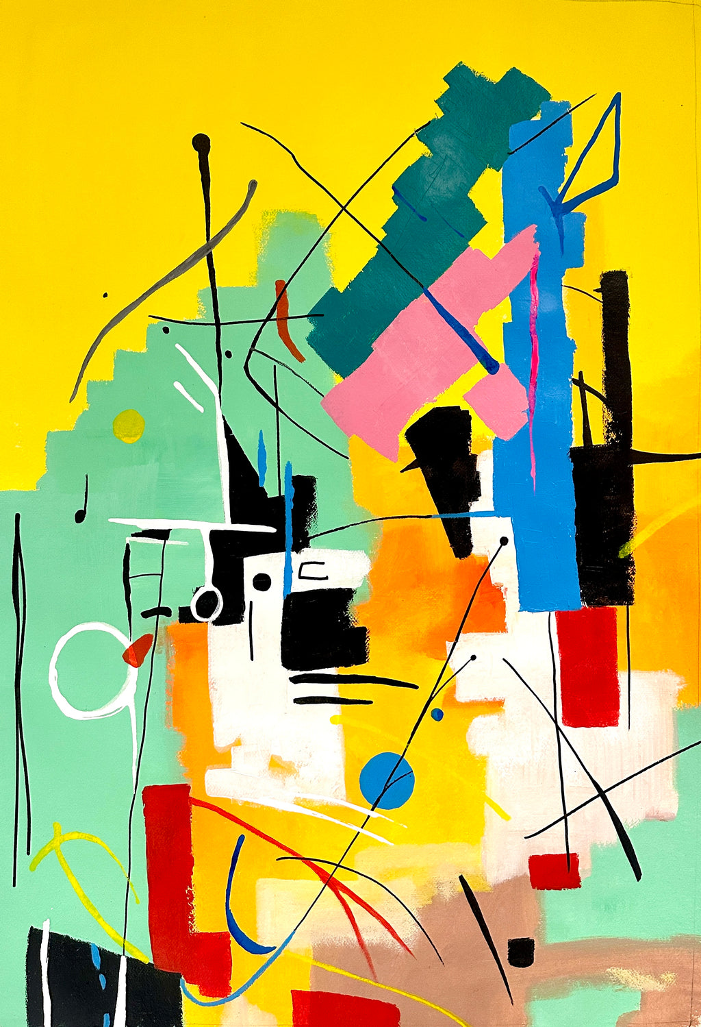 contemporary abstract art with yellow 