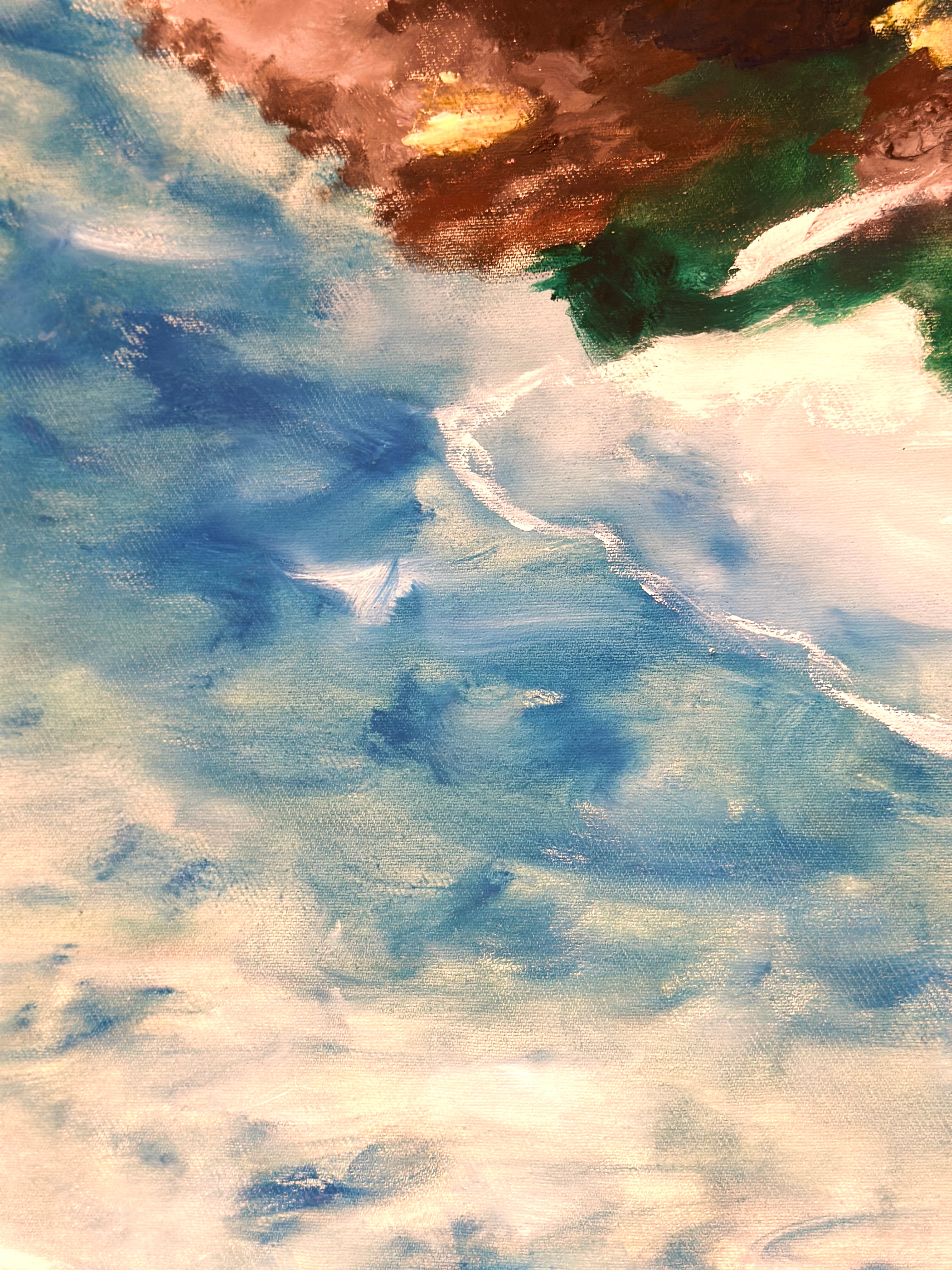 close up of river oil painting 